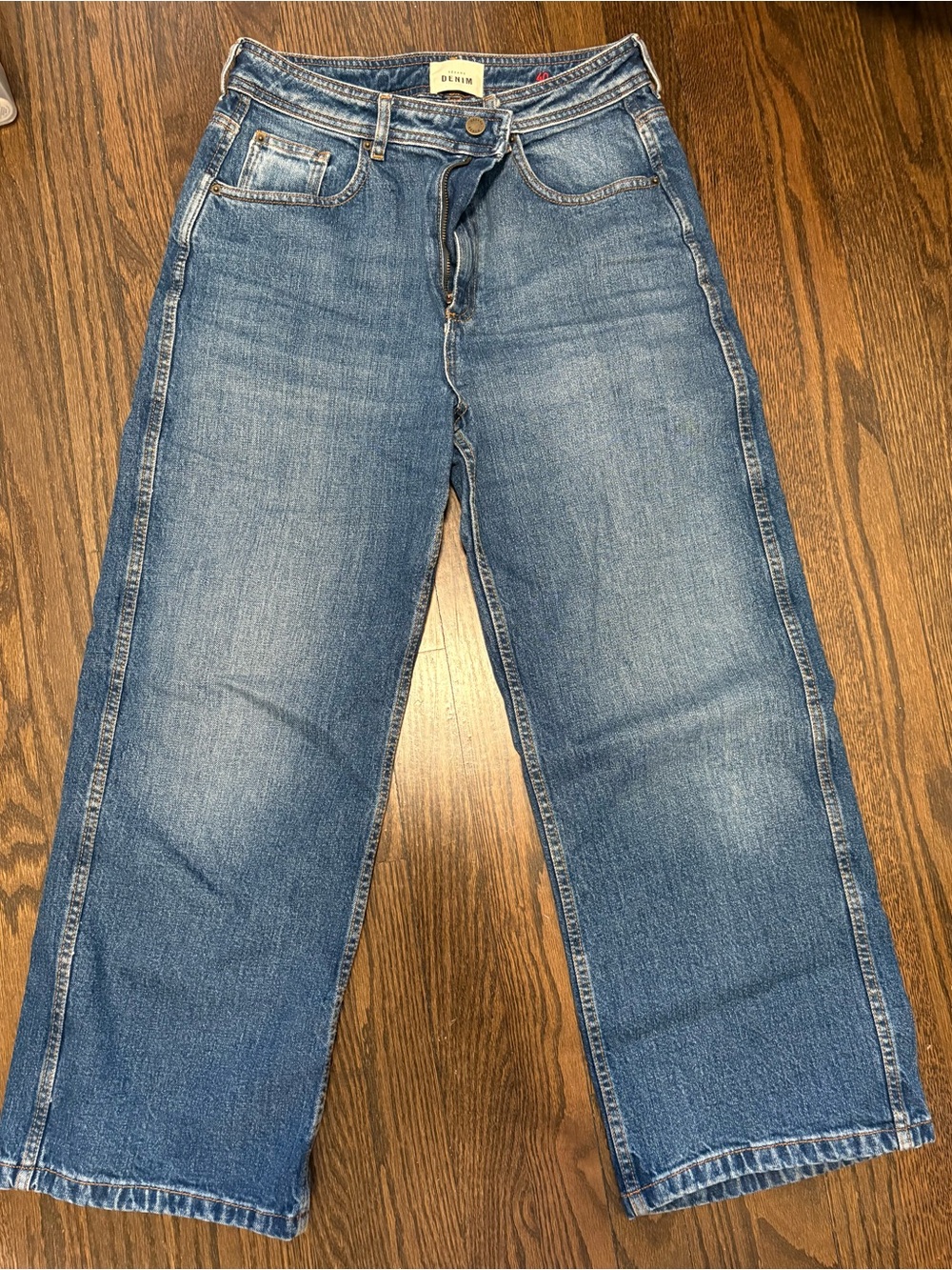 Sézane Women’s Le Crop Blue Wide-Leg Denim Jeans